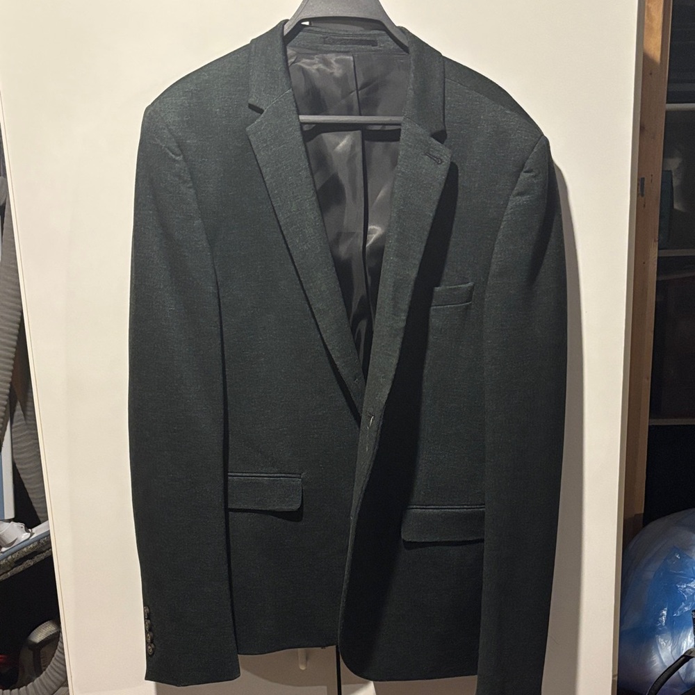 Topman Charcoal Gray/Navy Green Blazer